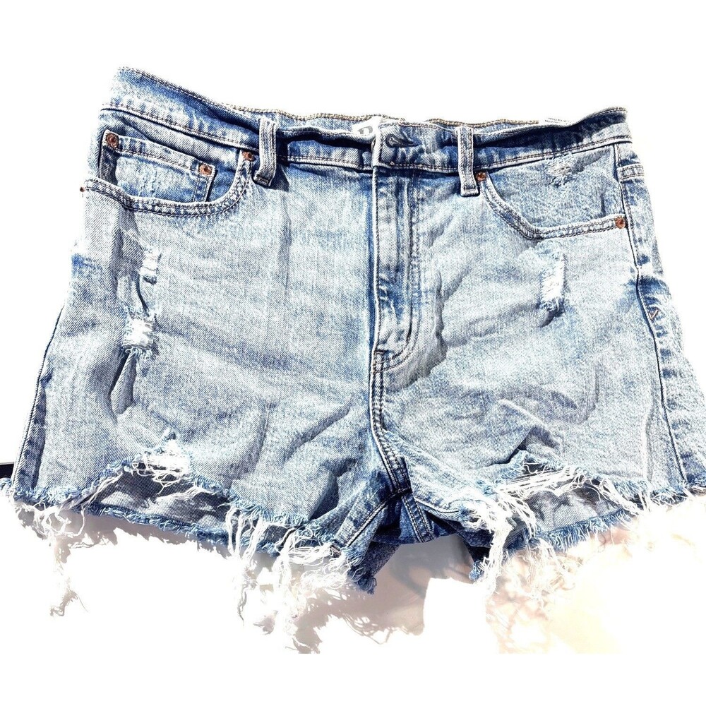 Daze Denim Distressed High Rise Cutoff Shorts Size 30 Blue Frayed Hem